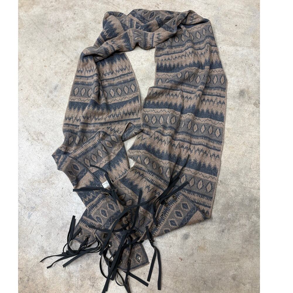 Sandro Paris Geometric Angora Wool-Blend Southwestern Inspo Fringe Scarf